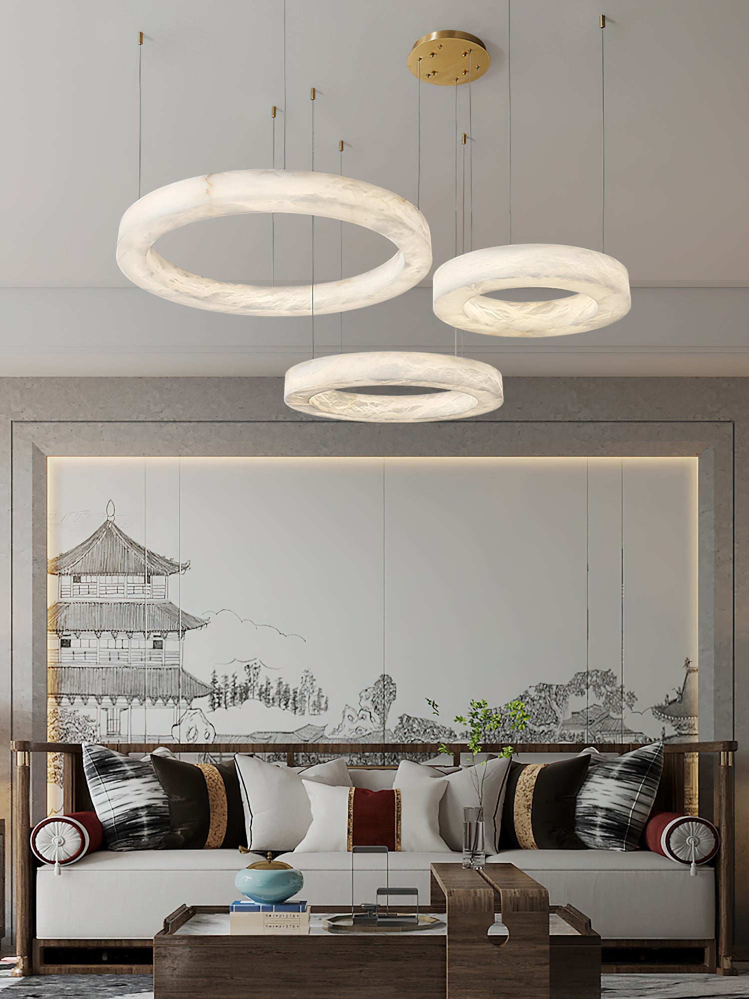 Alabaster Alabaster Ring Chandelier