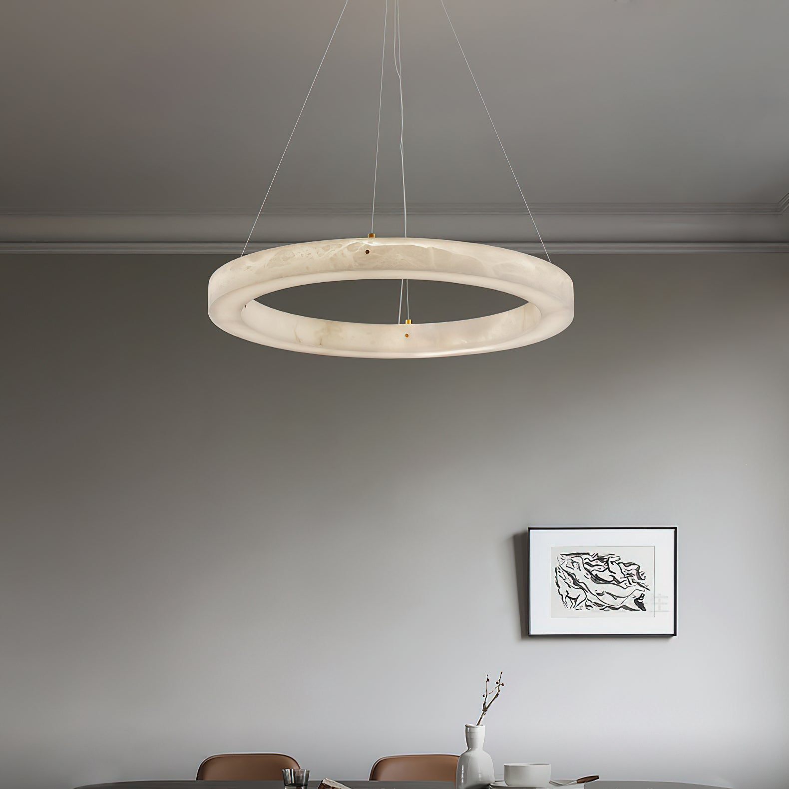 Alabaster Alabaster Ring Chandelier