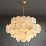 Alabaster Shell Brass Chandelier