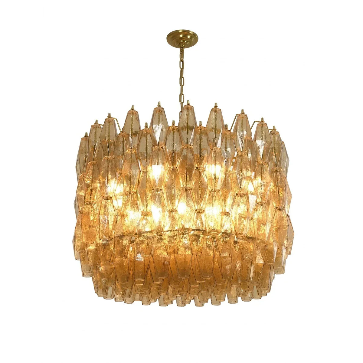 Amber Glass Prism Murano Style Chandelier