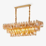 Marcello Amber Rectangular 3-Tier Chandelier 39" 48"