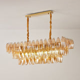 Marcello Amber Rectangular 3-Tier Chandelier 39" 48"