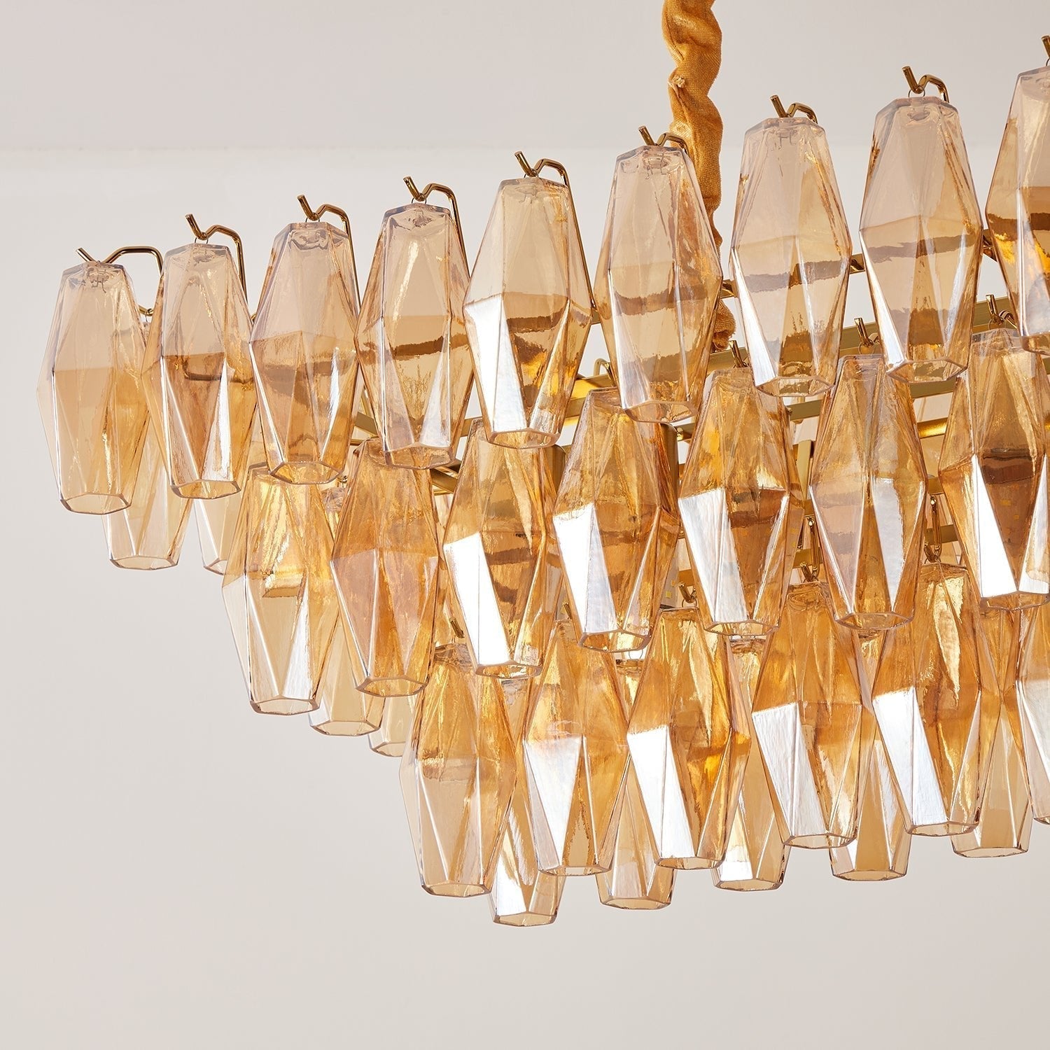 Marcello Amber Rectangular 3-Tier Chandelier 39" 48"