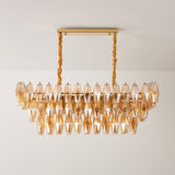 Marcello Amber Rectangular 3-Tier Chandelier 39" 48"