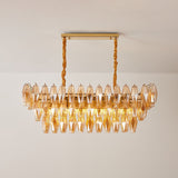 Marcello Amber Rectangular 3-Tier Chandelier 39" 48"