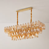 Marcello Amber Rectangular 3-Tier Chandelier 39" 48"