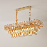 Marcello Amber Rectangular 3-Tier Chandelier 39" 48"