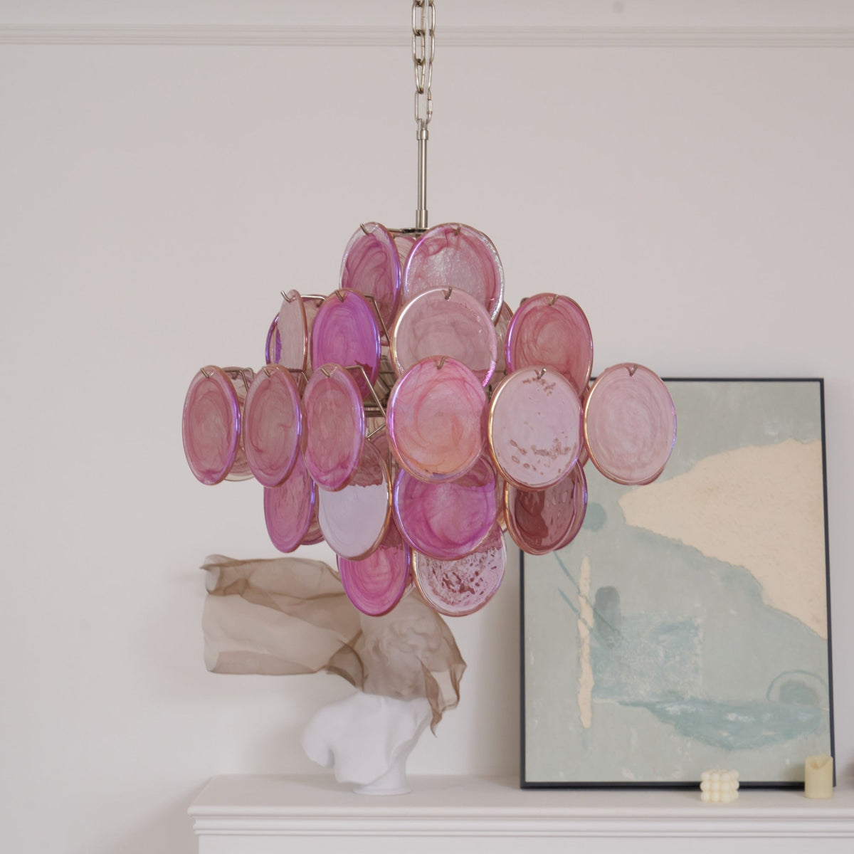 Aurelia Pink Glass Chandelier