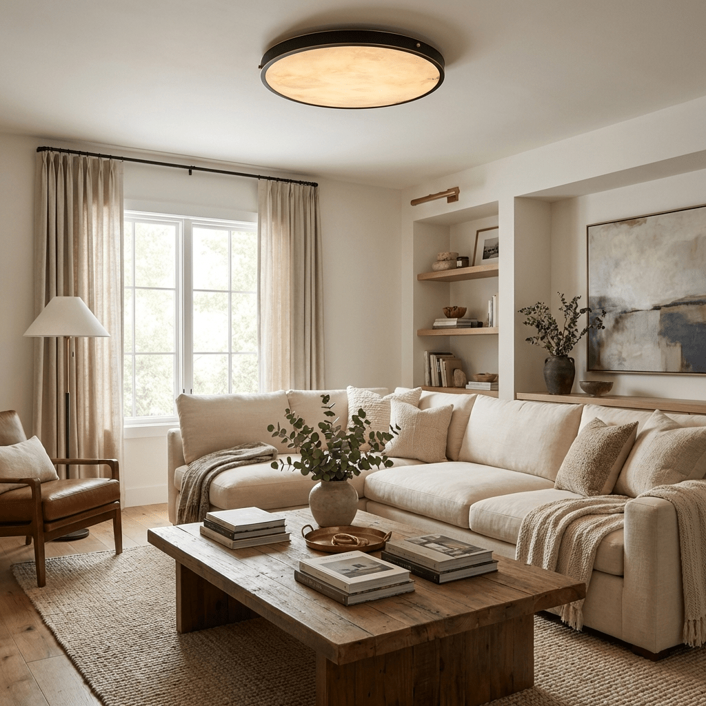 Aureon Alabaster Round Flush Mount