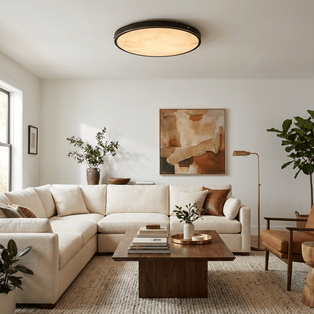 Aureon Alabaster Round Flush Mount