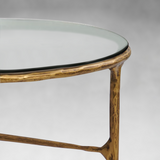 Hand Forged Metal Glass Round Coffee Table 3 Legs 35"
