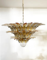 Beautifully Murano-Style Palmette Amber Transparent Chandelier