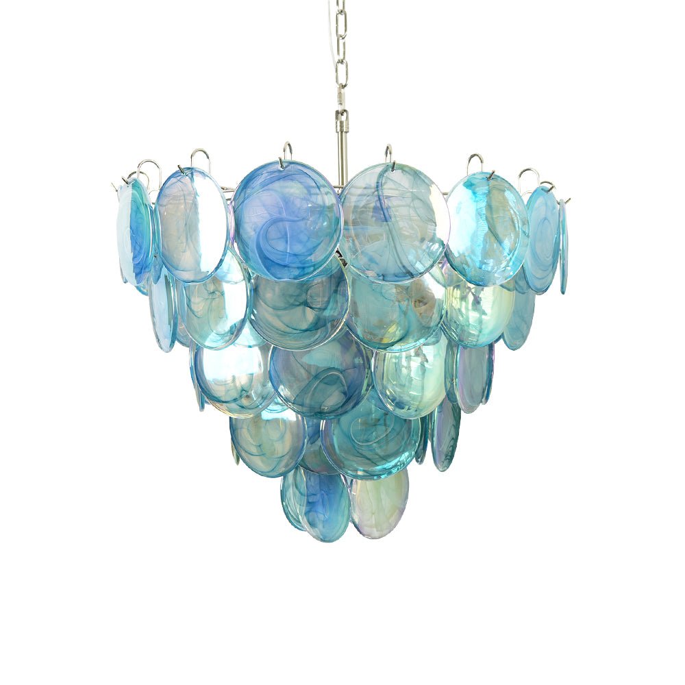 Blue Glass Disc Chandelier