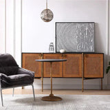 Hand-Forged Metal Metal Frame Rattan Long Side Cabinet