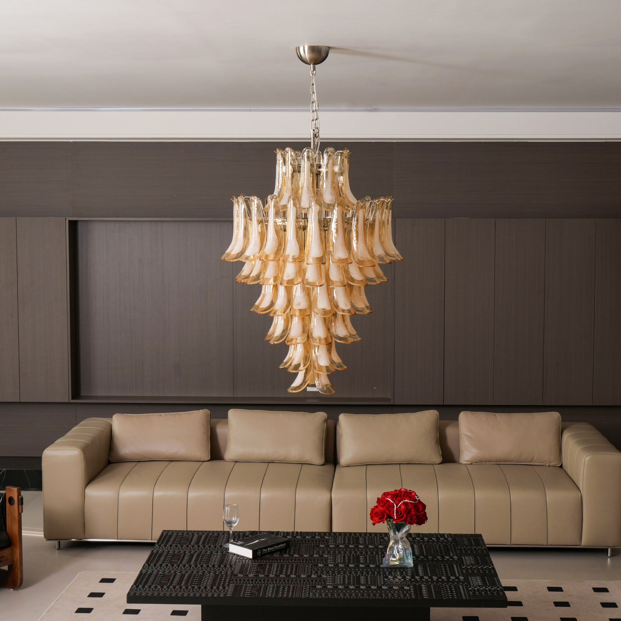 Amber Cloud Glass Petals Chandelier 31.5″