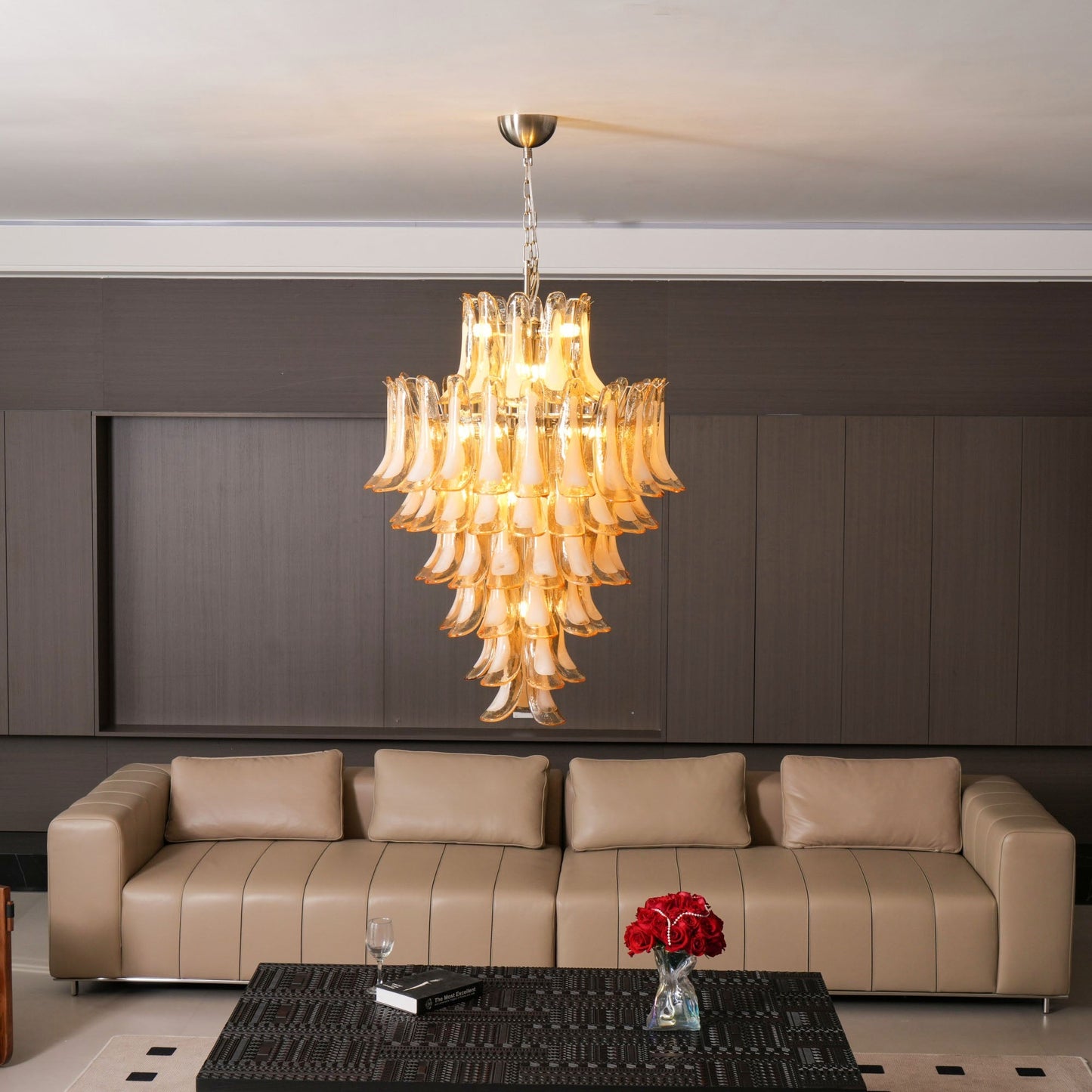 Amber Cloud Glass Petals Chandelier 31.5″