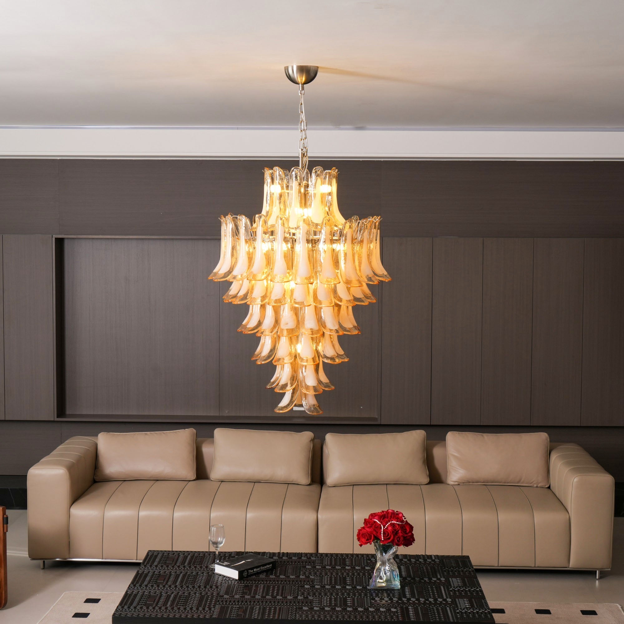 Amber Cloud Glass Petals Chandelier 31.5″