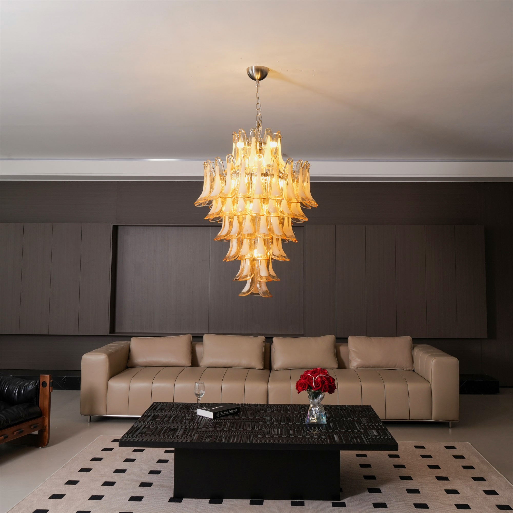 Amber Cloud Glass Petals Chandelier 31.5″
