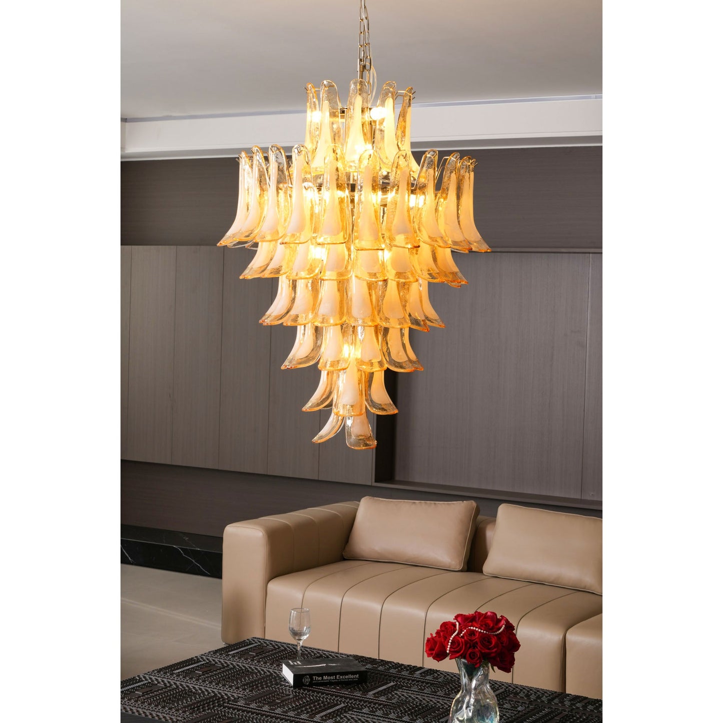 Amber Cloud Glass Petals Chandelier 31.5″