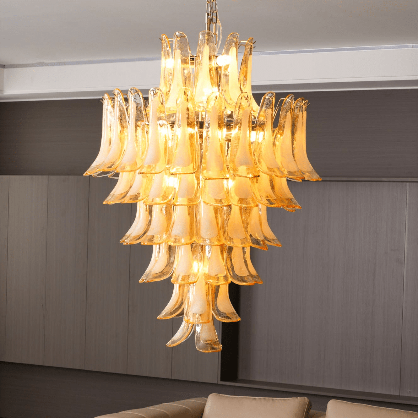Amber Cloud Glass Petals Chandelier 31.5″