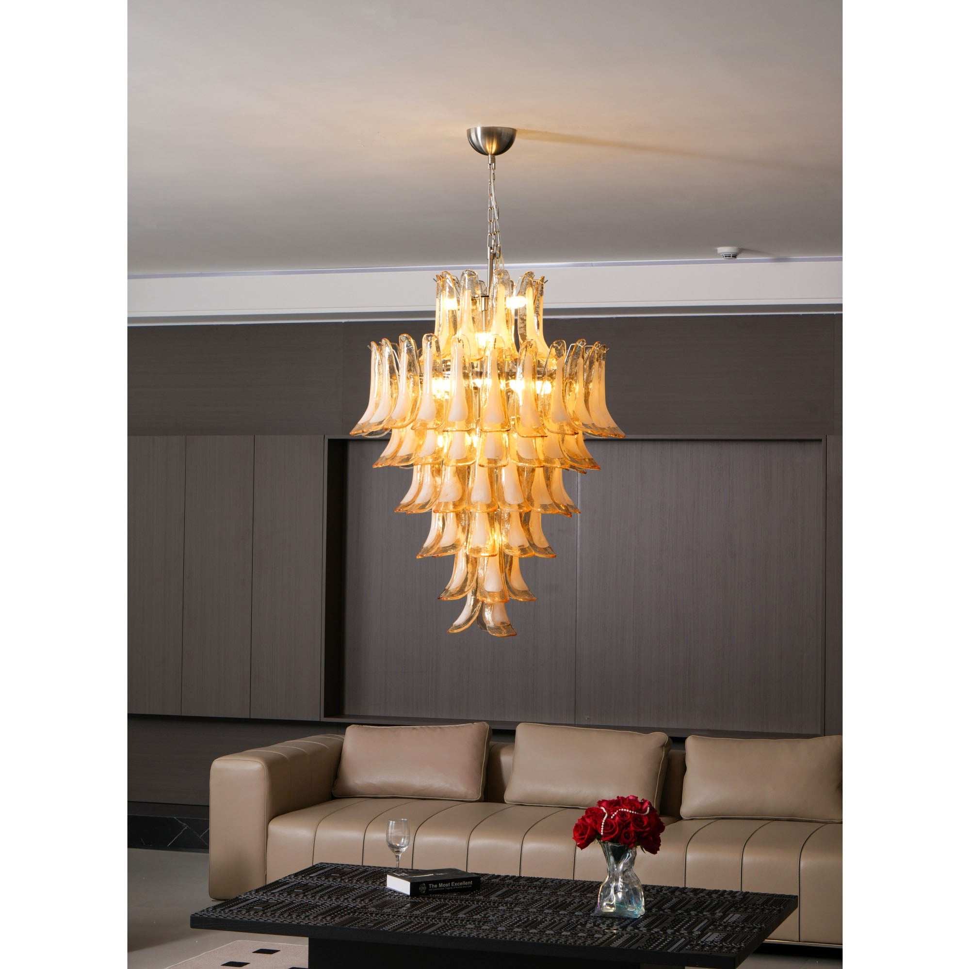 Amber Cloud Glass Petals Chandelier 31.5″
