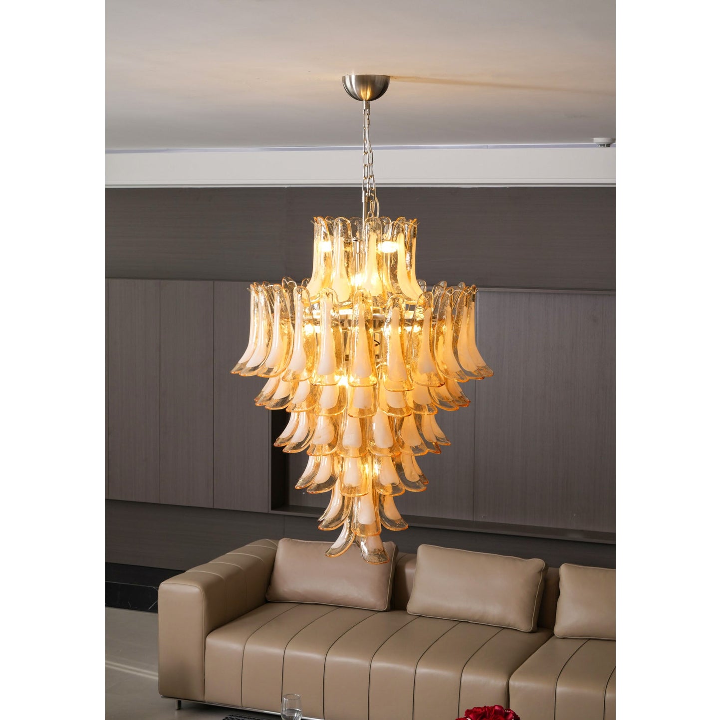 Amber Cloud Glass Petals Chandelier 31.5″