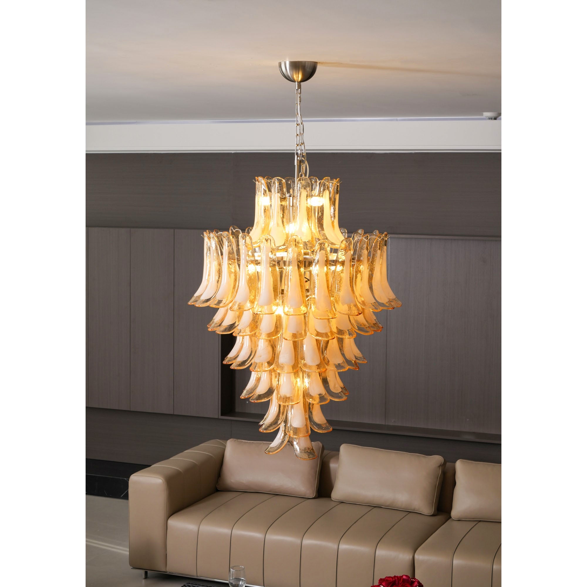 Amber Cloud Glass Petals Chandelier 31.5″