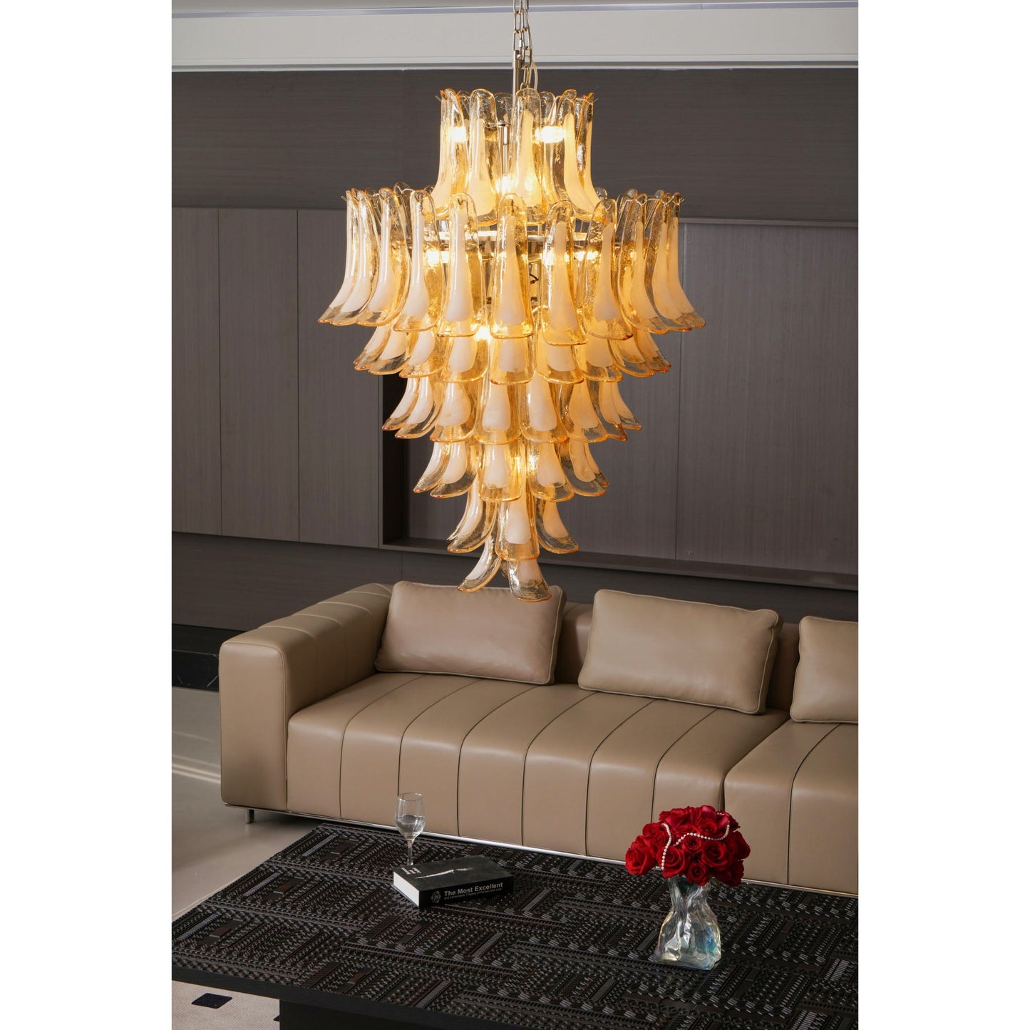 Amber Cloud Glass Petals Chandelier 31.5″