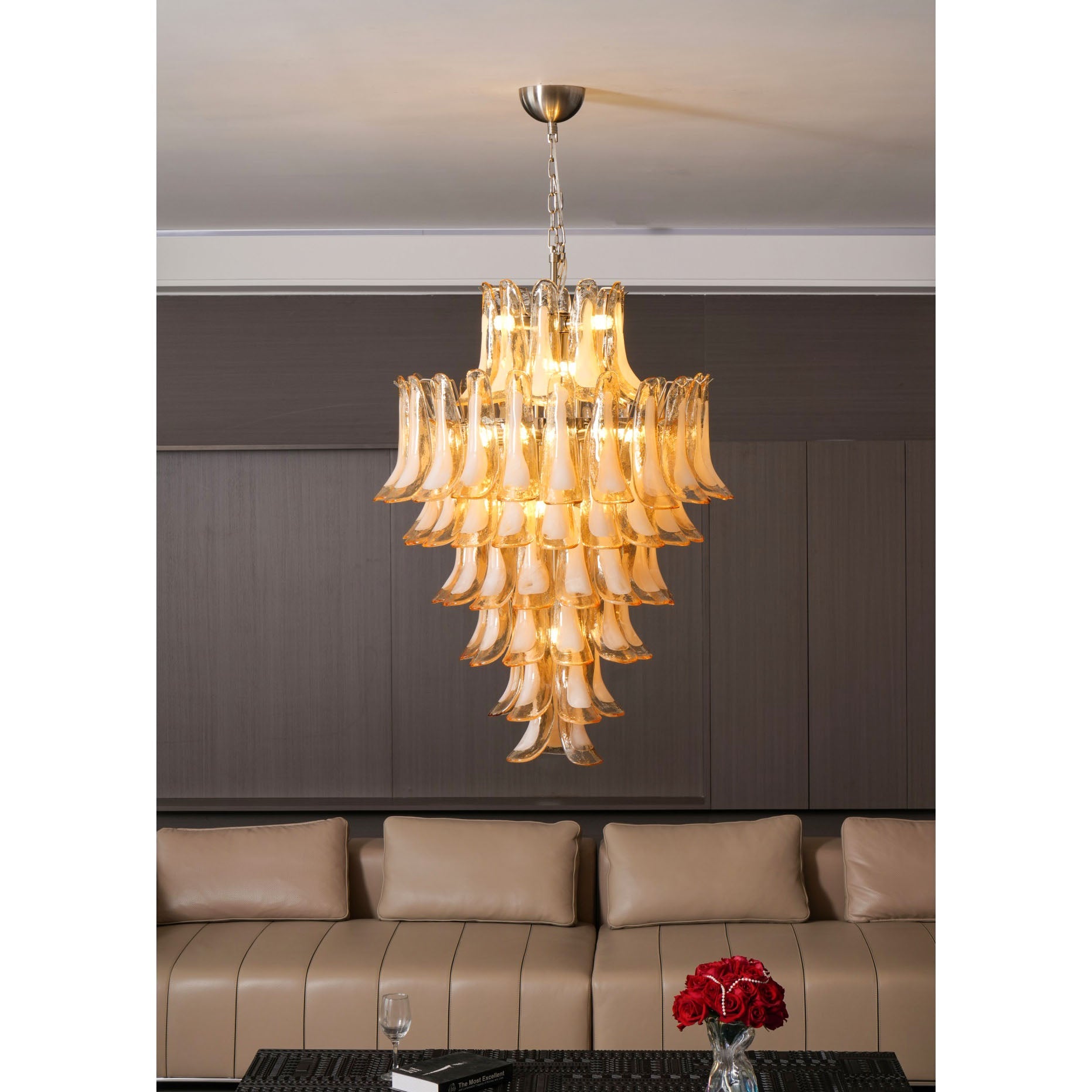 Amber Cloud Glass Petals Chandelier 31.5″