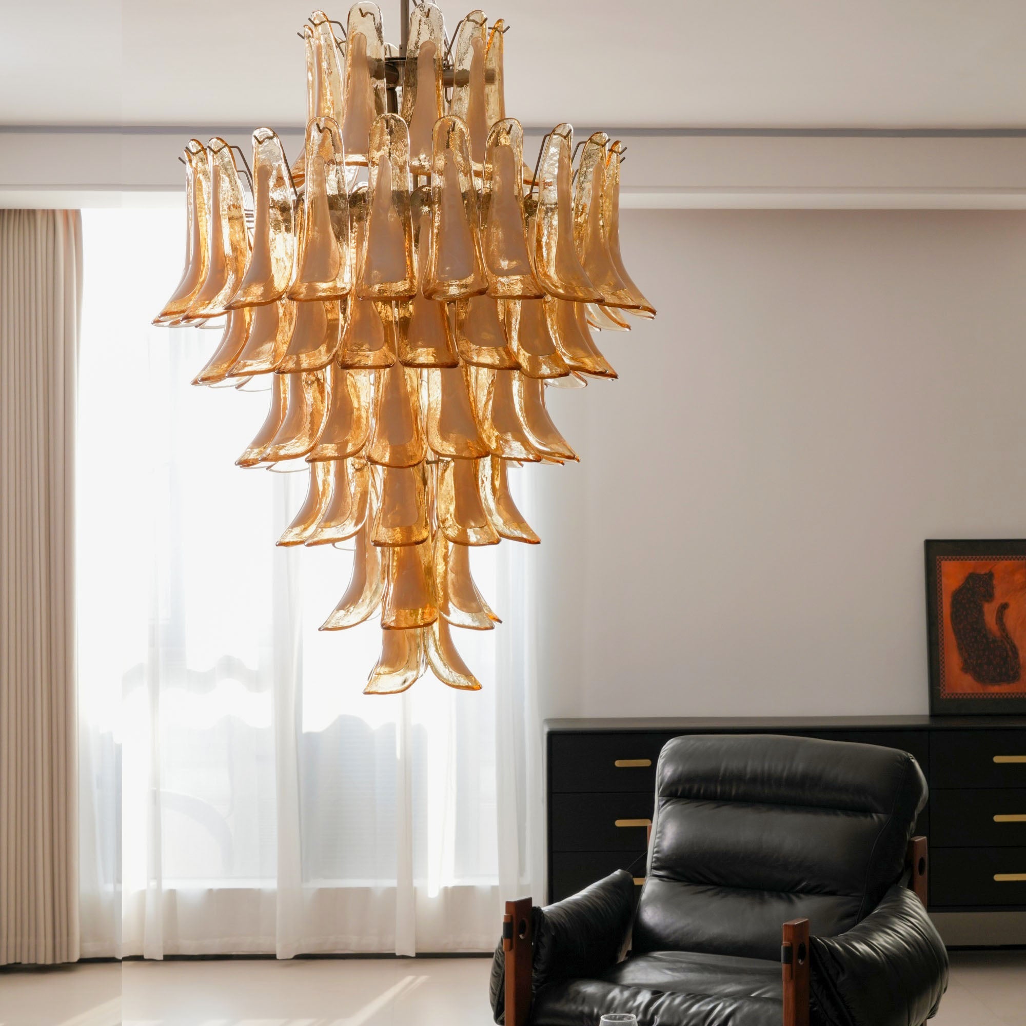 Amber Cloud Glass Petals Chandelier 31.5″