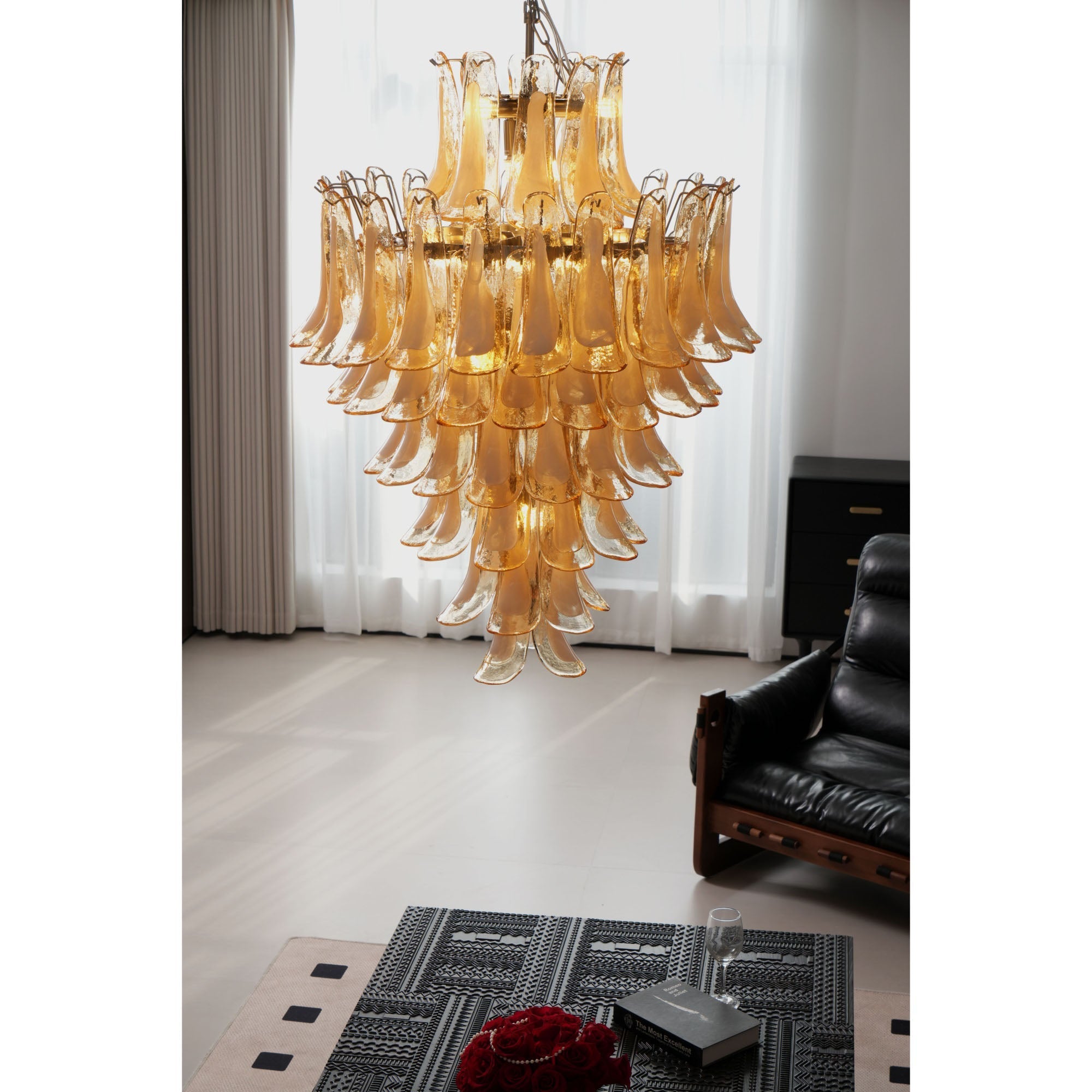 Amber Cloud Glass Petals Chandelier 31.5″