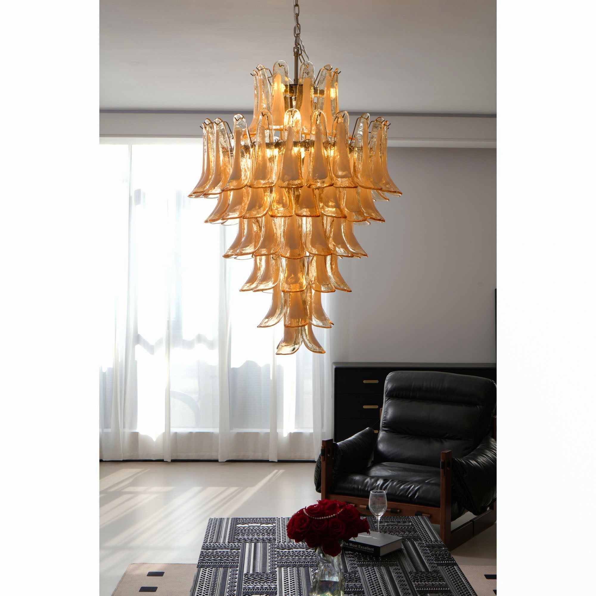 Amber Cloud Glass Petals Chandelier 31.5″
