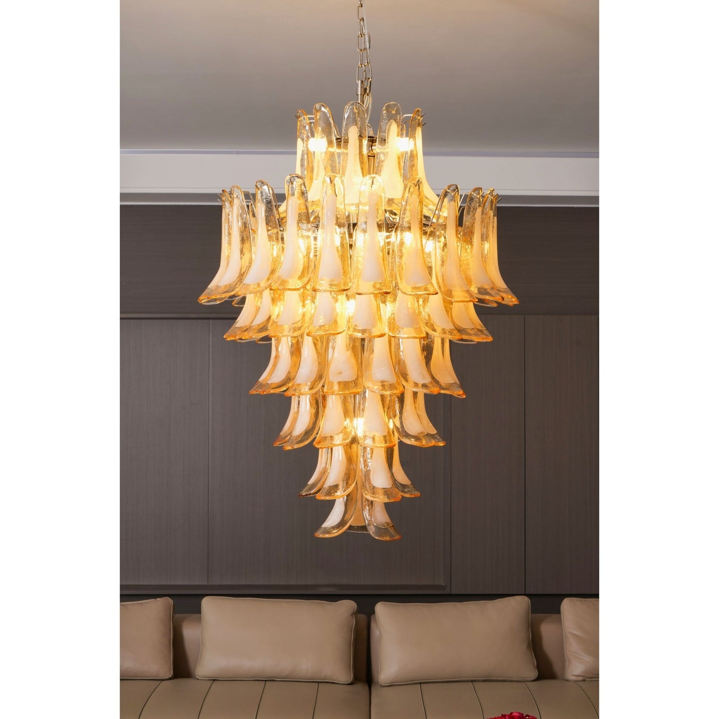 Amber Cloud Glass Petals Chandelier 31.5″