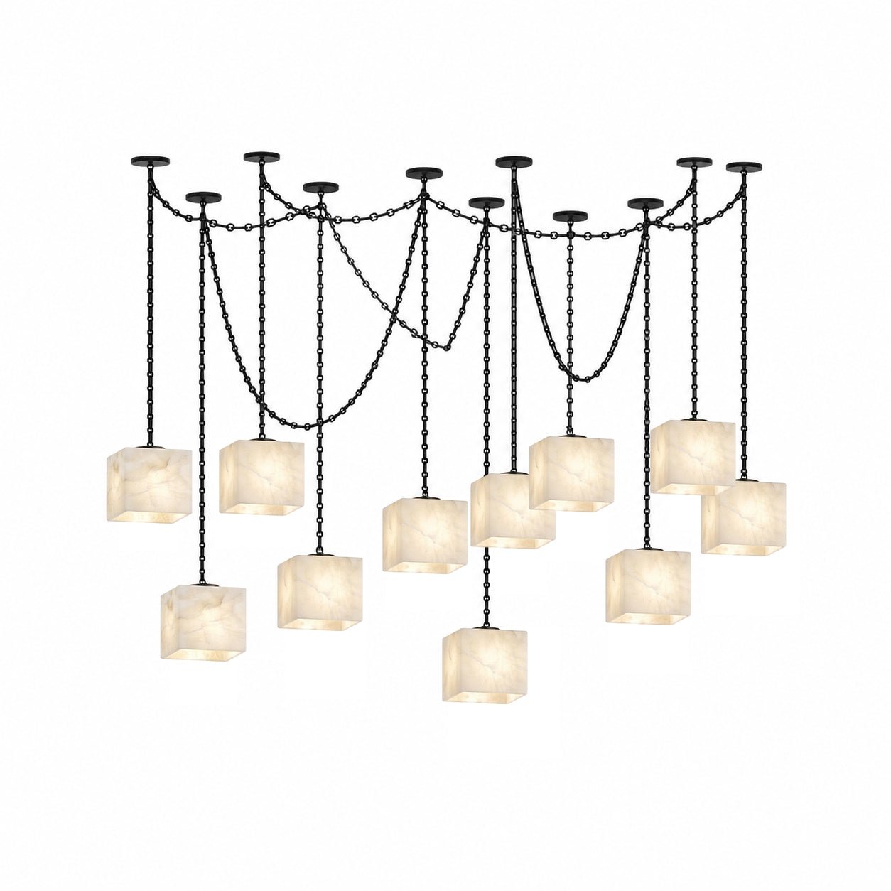 Cascade Chain Cube Alabaster Chandelier