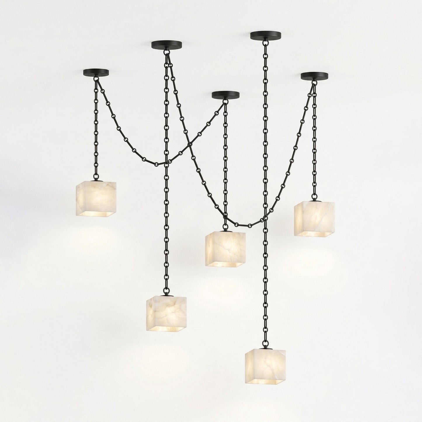 Cascade Chain Cube Alabaster Chandelier