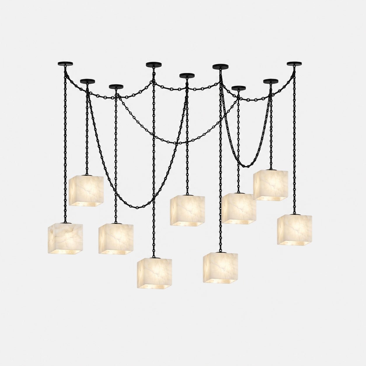 Cascade Chain Cube Alabaster Chandelier