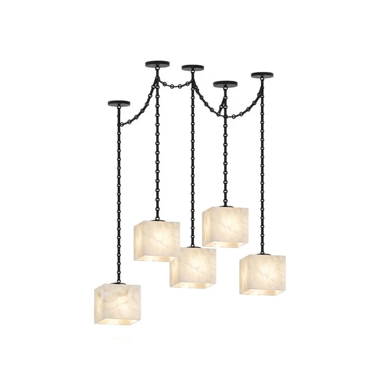 Cascade Chain Cube Alabaster Chandelier