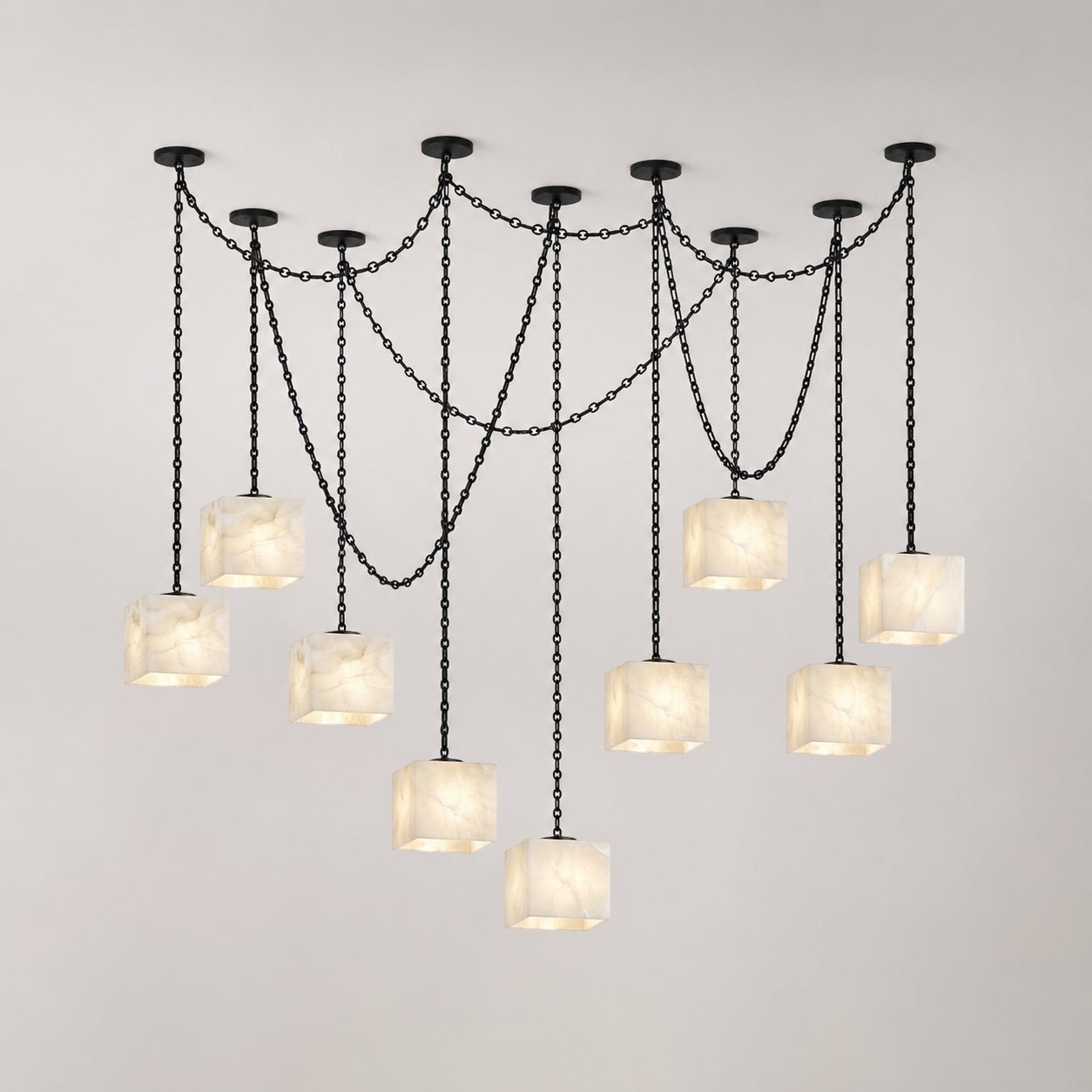 Cascade Chain Cube Alabaster Chandelier