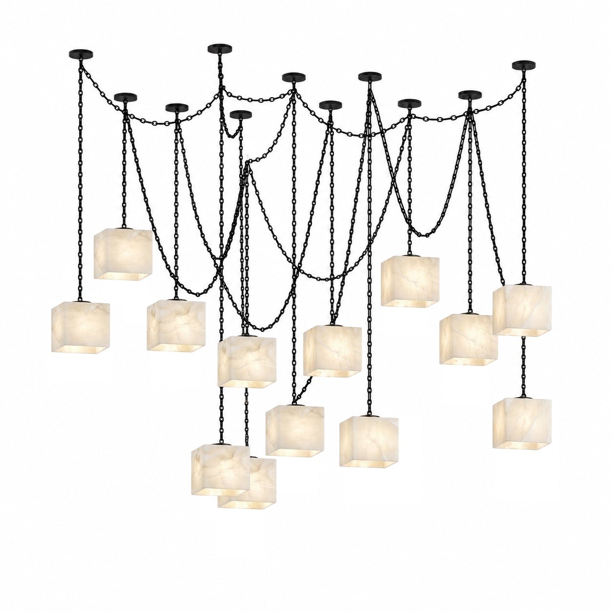 Cascade Chain Cube Alabaster Chandelier