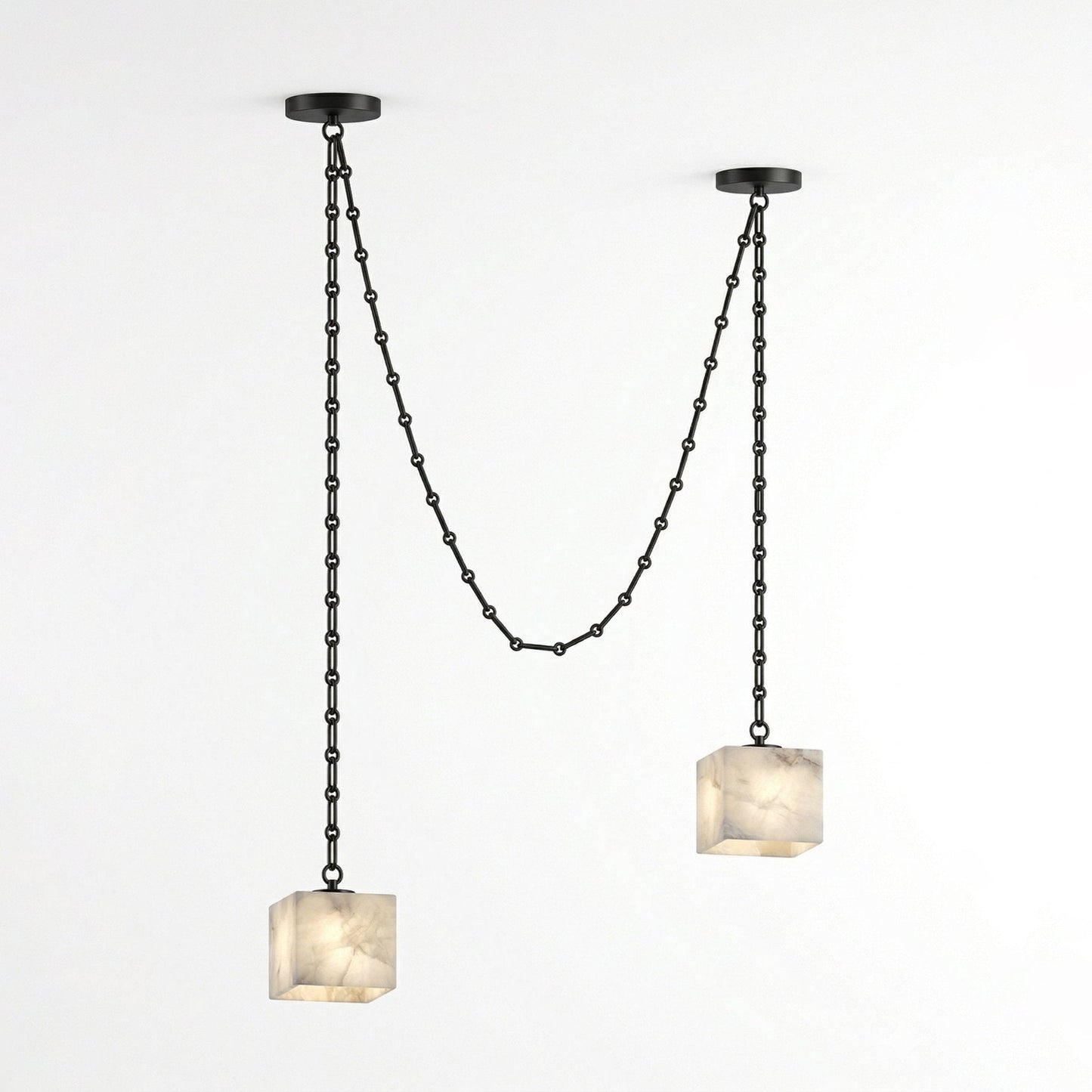 Cascade Chain Cube Alabaster Chandelier
