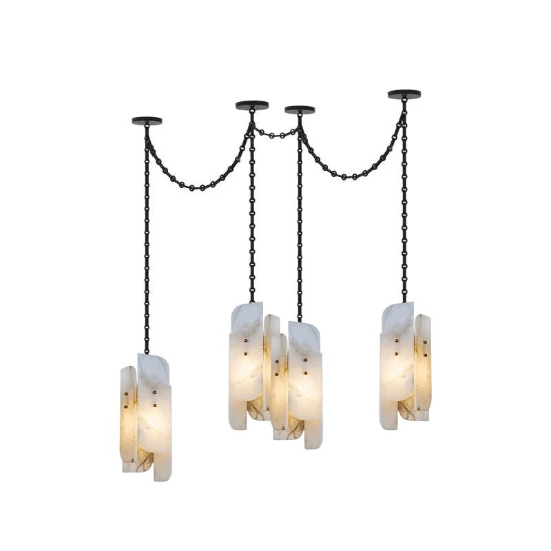 Cascading Chain Cluster Alabaster Chandelier
