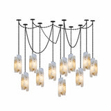 Cascading Chain Cluster Alabaster Chandelier