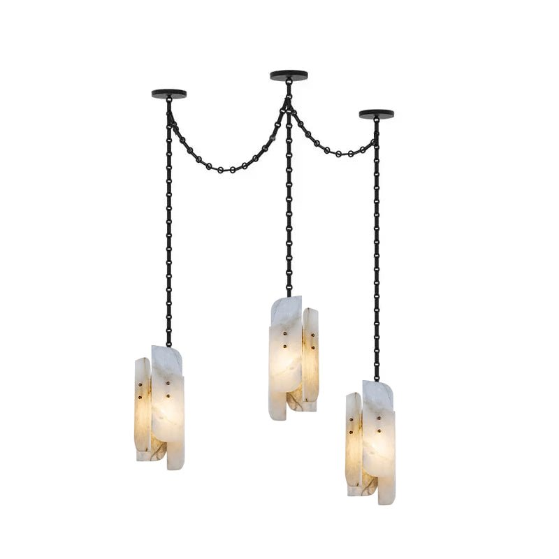 Cascading Chain Cluster Alabaster Chandelier