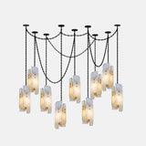 Cascading Chain Cluster Alabaster Chandelier