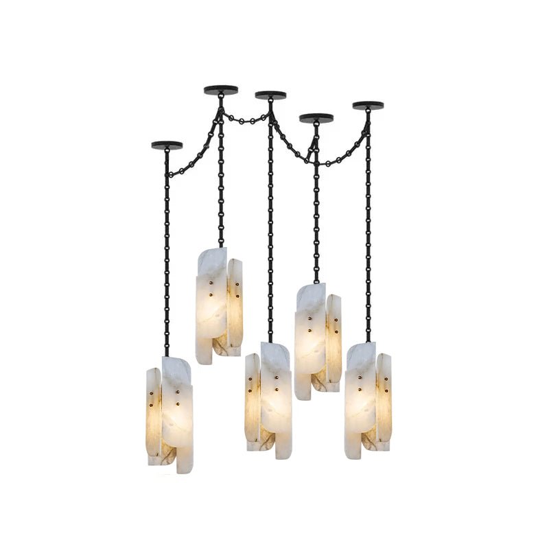 Cascading Chain Cluster Alabaster Chandelier