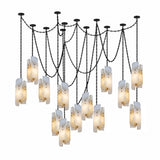 Cascading Chain Cluster Alabaster Chandelier