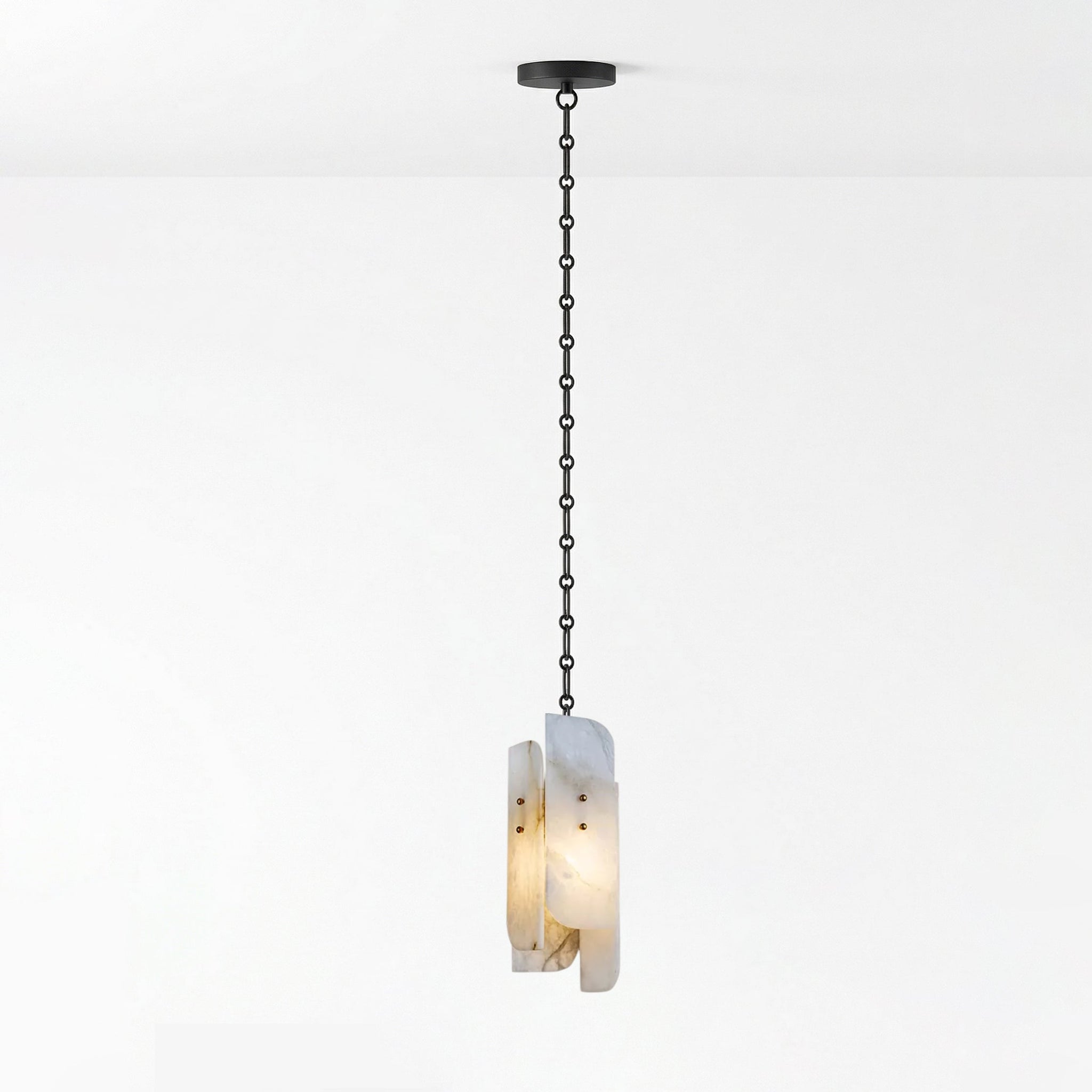 Cascading Chain Cluster Alabaster Chandelier