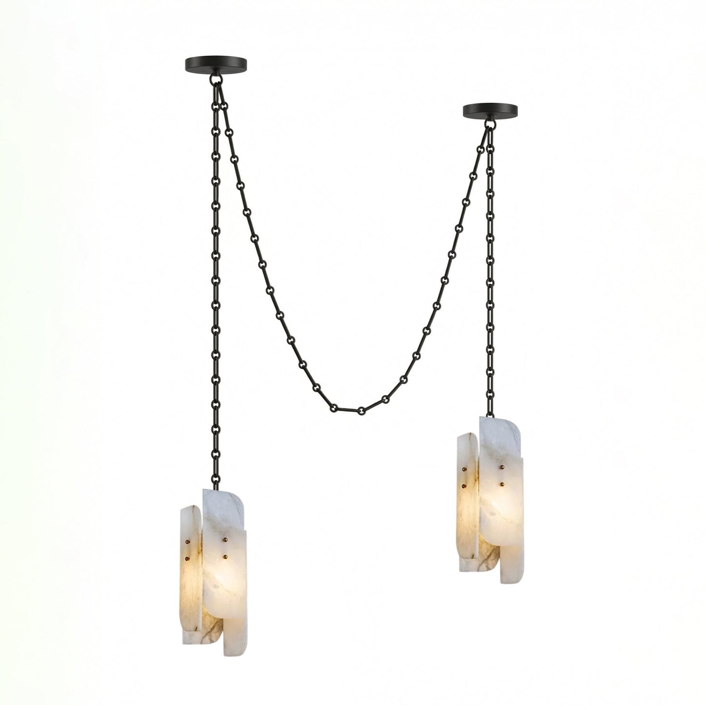 Cascading Chain Cluster Alabaster Chandelier