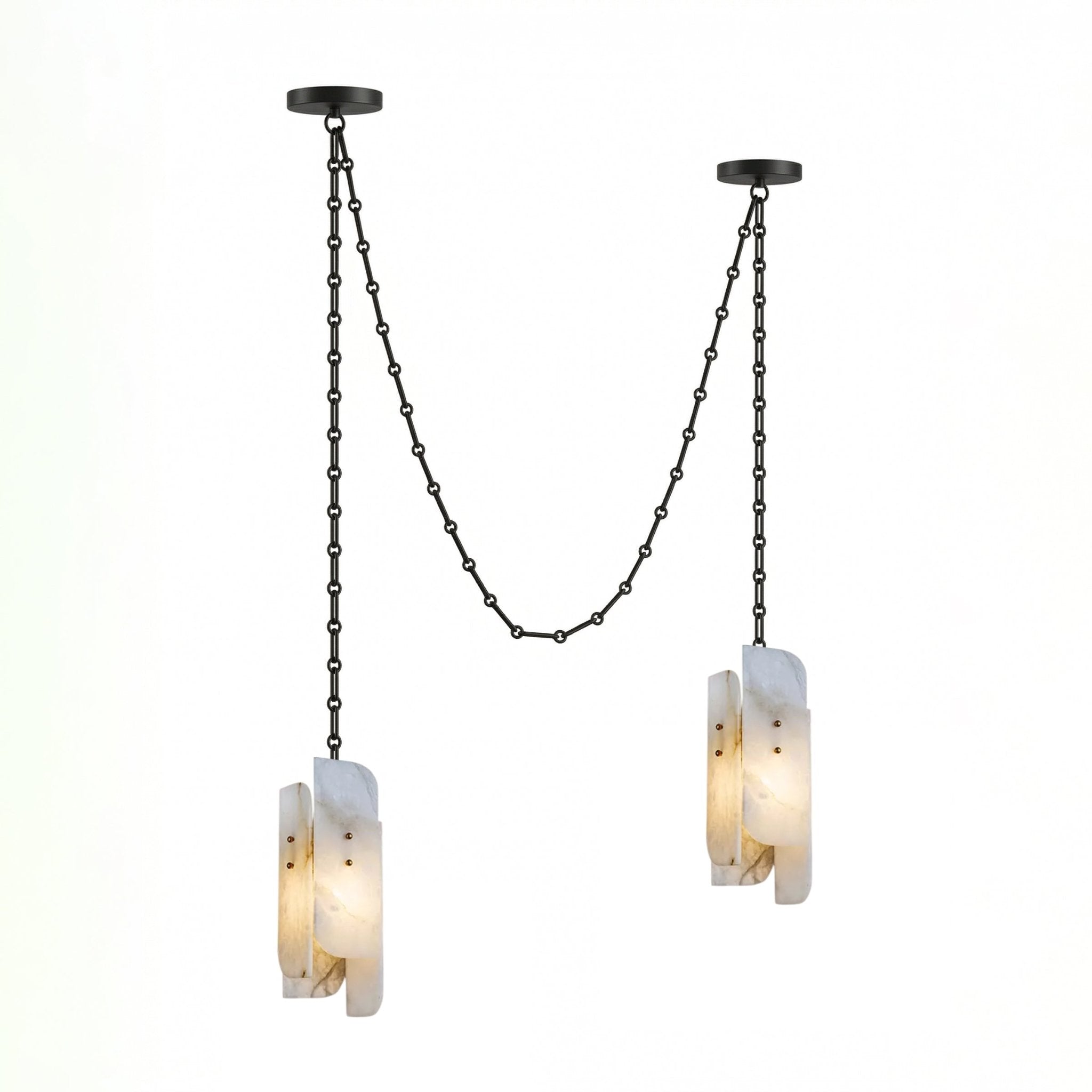 Cascading Chain Cluster Alabaster Chandelier