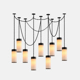 Cascading Chain Cylinder Alabaster Chandelier